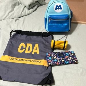 Disney Monsters Inc Backpack Bundle of 6 items